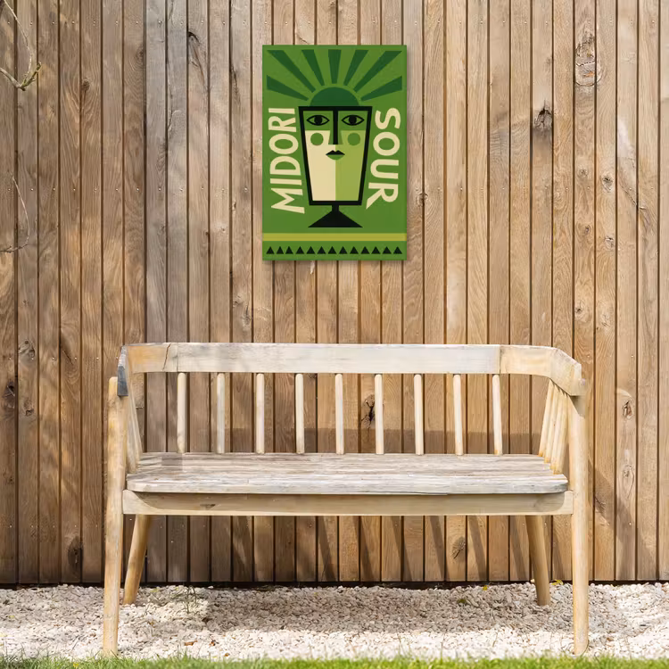 Grafisch - Art - Cocktail - Groen Tuinposter op houten frame 2 cm dik klein -sfeer4