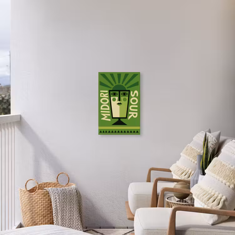 Grafisch - Art - Cocktail - Groen Tuinposter op houten frame 2 cm dik klein -sfeer1