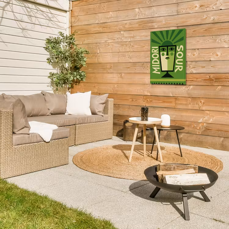 Grafisch - Art - Cocktail - Groen Tuinposter op houten frame 2 cm dik klein -sfeer2