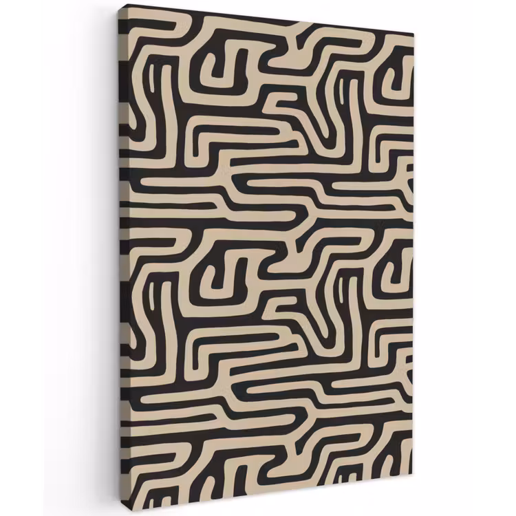 Grafisch - Lijnen - Zwart Tuinposter op houten frame 2 cm dik klein 841 -3d