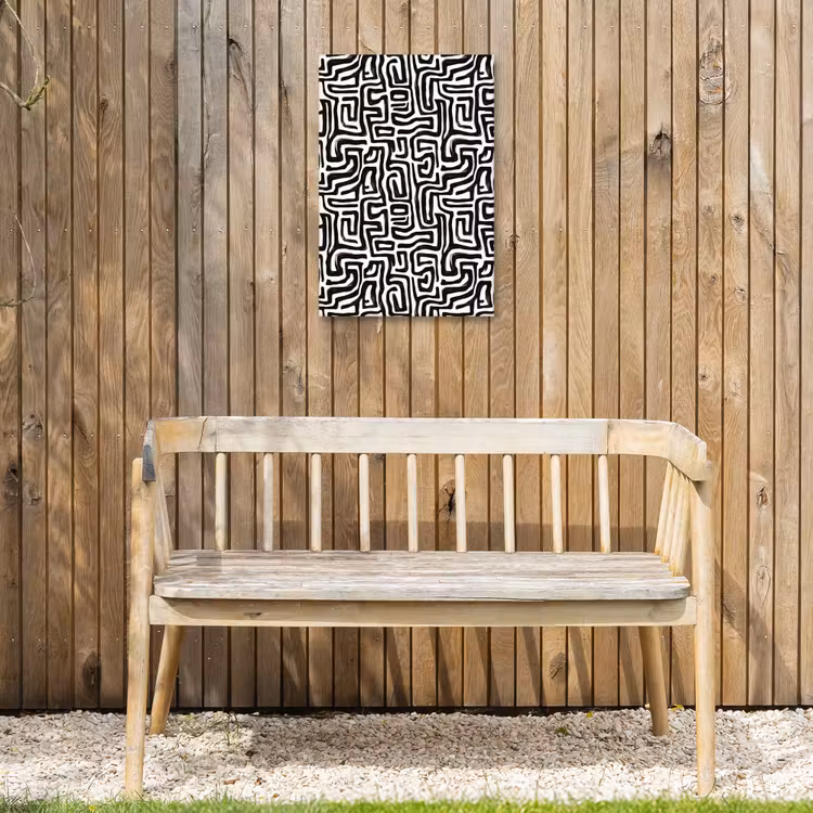 Grafisch - Lijnen - Zwart - Wit Tuinposter op houten frame 2 cm dik klein 841 -sfeer4