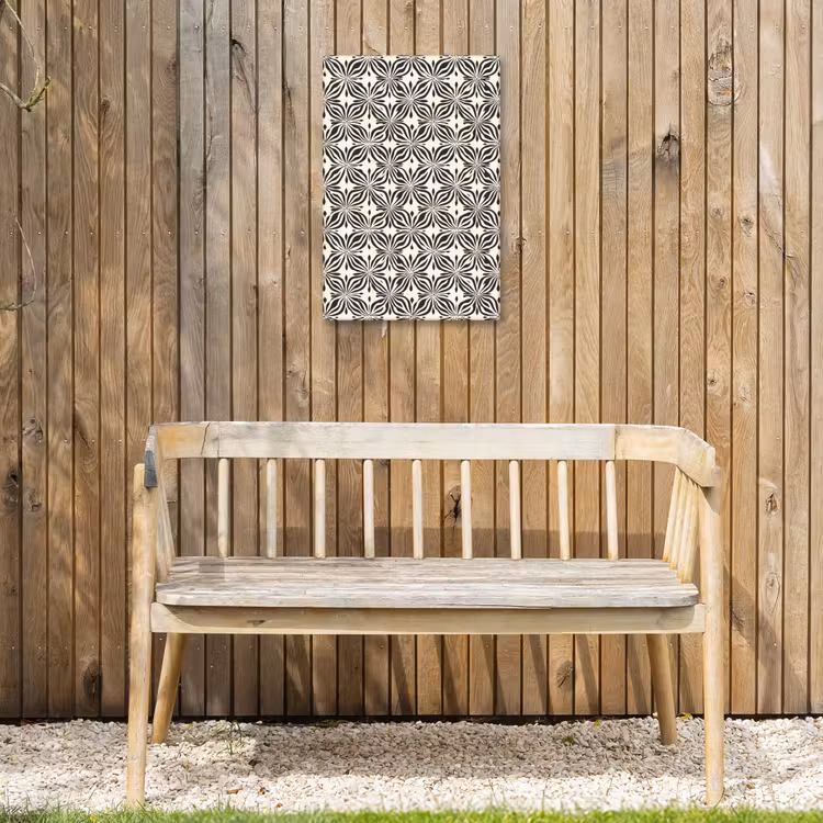 Grafisch - Patroon - Zwart Tuinposter op houten frame 2 cm dik klein 841 -sfeer4