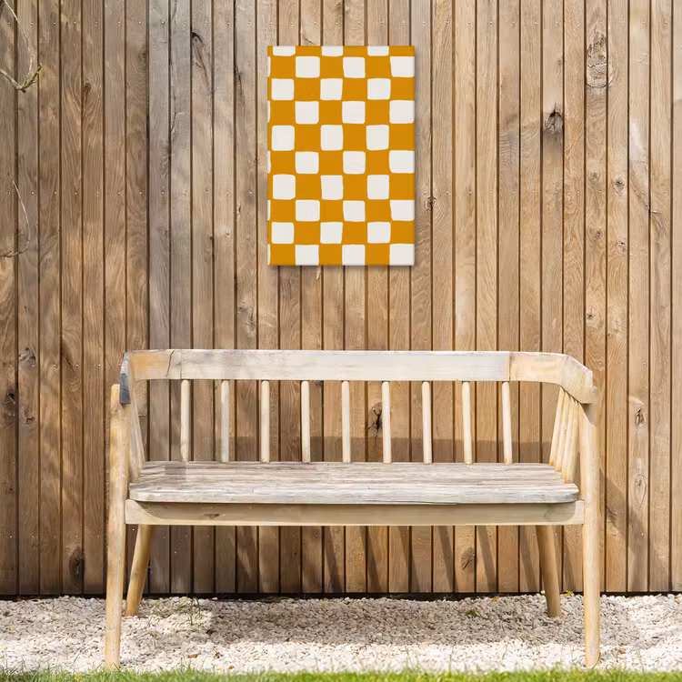 Grafisch - Patroon - Oker Tuinposter op houten frame 2 cm dik klein 841 -sfeer4