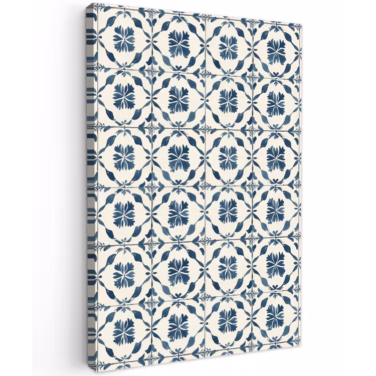 Grafisch - Tegel - Blauw Tuinposter op houten frame 2 cm dik klein 841 -3d