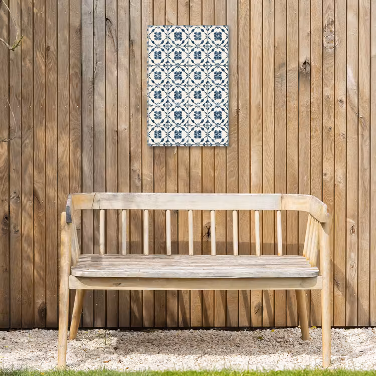Grafisch - Tegel - Blauw Tuinposter op houten frame 2 cm dik klein 841 -sfeer4