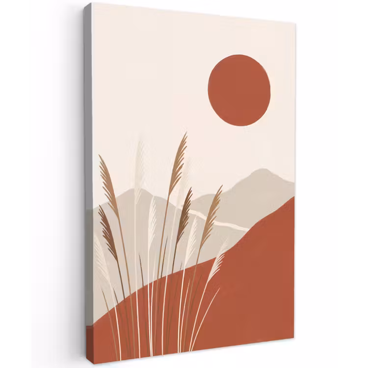 Gras - Landschap - Natuur - Abstract - Beige Tuinposter op houten frame 2 cm dik klein -3d
