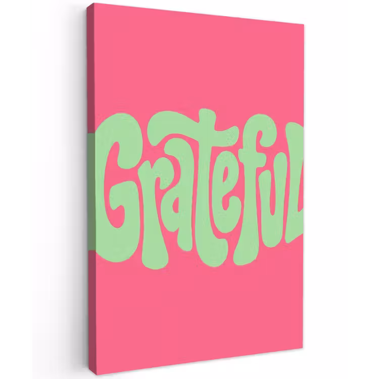 Grateful - Groen - Grafisch - Vloeiend Tuinposter op houten frame 2 cm dik klein -3d