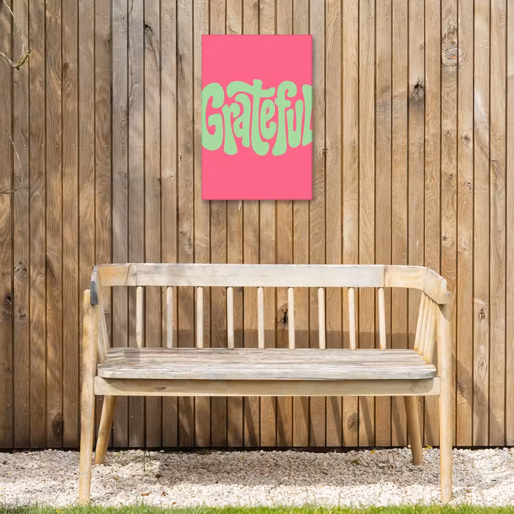 Grateful - Groen - Grafisch - Vloeiend Tuinposter op houten frame 2 cm dik klein -sfeer4