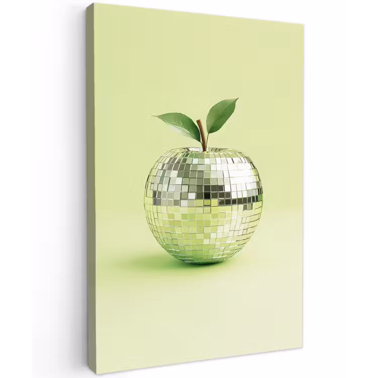 Groen - Disco - Decoratie - Appel Tuinposter op houten frame 2 cm dik klein -3d