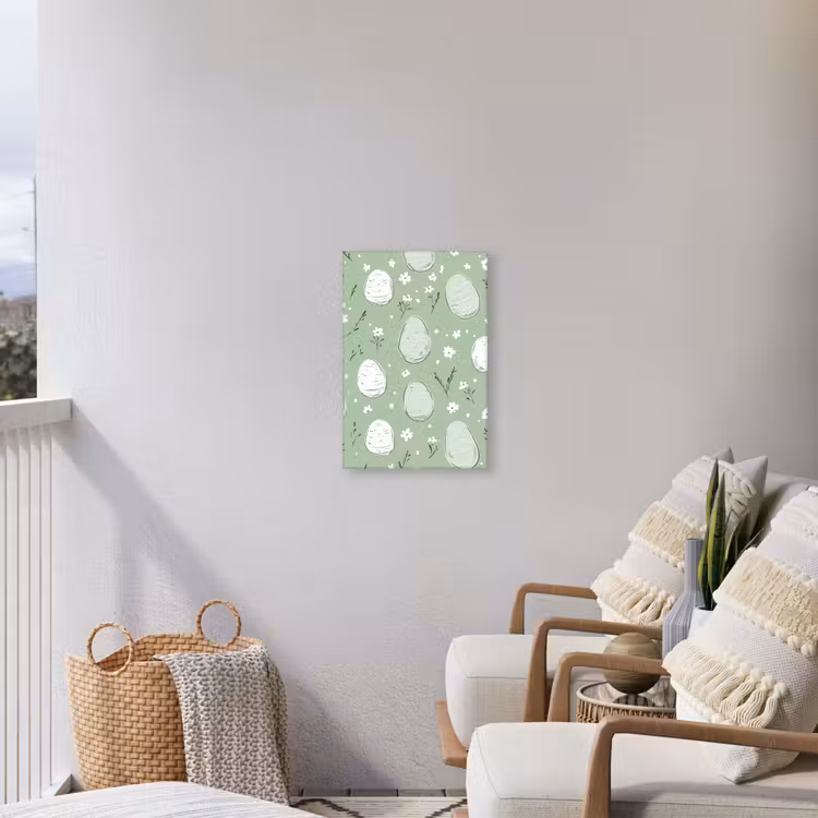 Groen - Eieren - Patroon Tuinposter op houten frame 2 cm dik klein -sfeer1