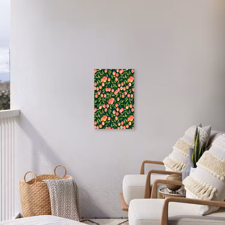 Groen - Rode - Kersen - Bladeren Tuinposter op houten frame 2 cm dik klein 841 -sfeer1