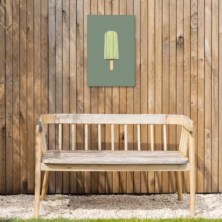 Groen - Waterijsje - Stokje - Illustratie Tuinposter op houten frame 2 cm dik klein -sfeer4