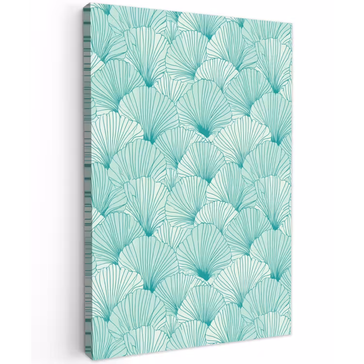 Groen - Wit - Ginko - Getekend - Textuur Tuinposter op houten frame 2 cm dik klein 841 -3d