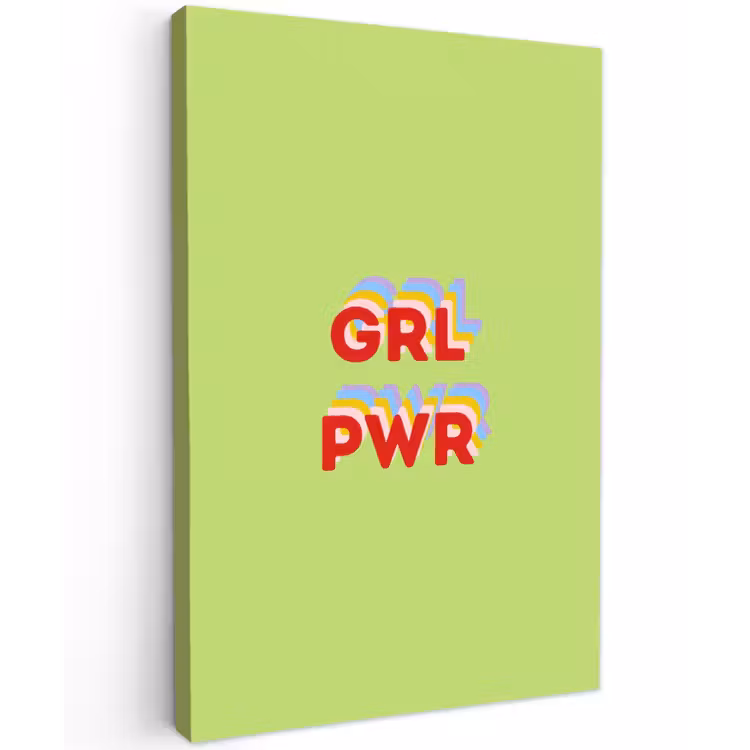 Grl pwr - Groen - Rood - 3D Tuinposter op houten frame 2 cm dik klein -3d
