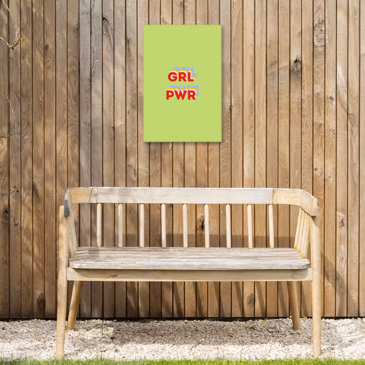 Grl pwr - Groen - Rood - 3D Tuinposter op houten frame 2 cm dik klein -sfeer4