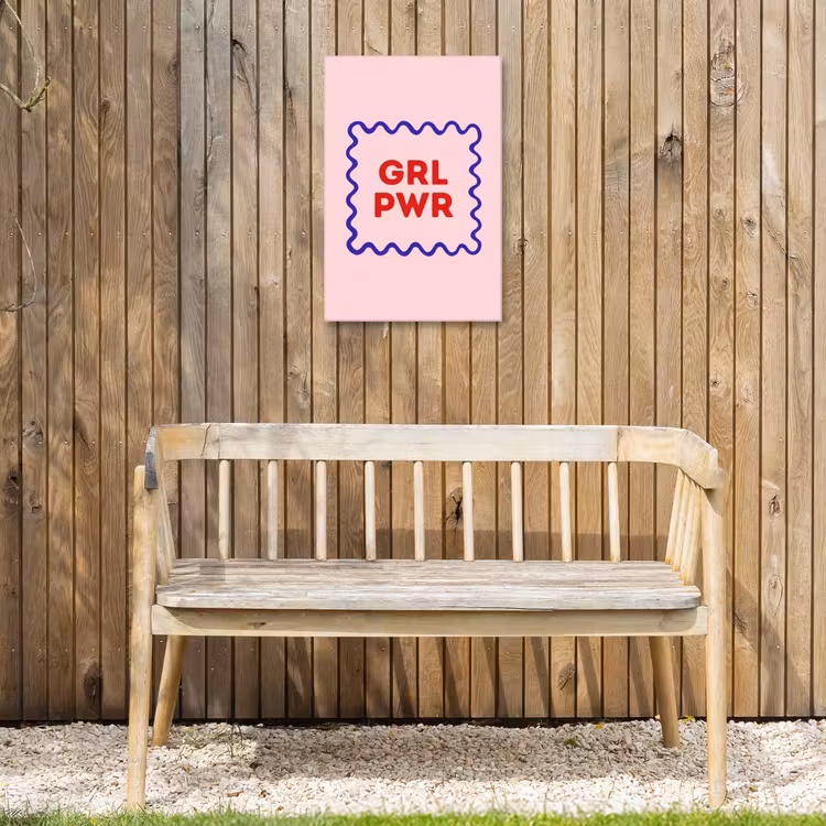 Grl pwr - Roze - Kader Tuinposter op houten frame 2 cm dik klein -sfeer4