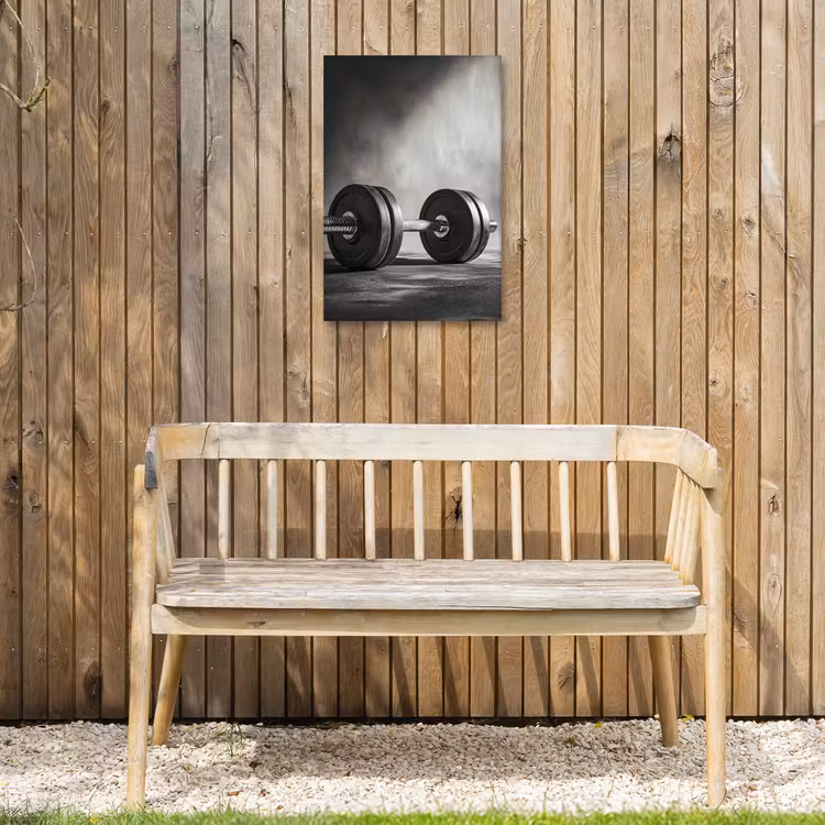 Halter - Gewichten - Zwart Tuinposter op houten frame 2 cm dik klein -sfeer4