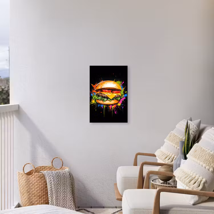 Hamburger - Graffiti - Verf - Kleurrijk - Eten - Abstract Tuinposter op houten frame 2 cm dik klein -sfeer1