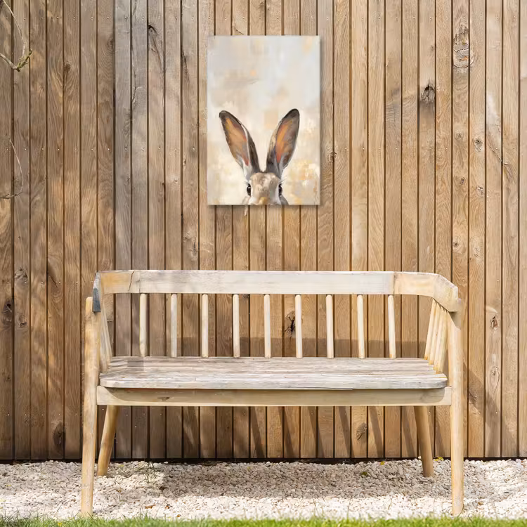Haas - Oren - Bruin Tuinposter op houten frame 2 cm dik klein -sfeer4
