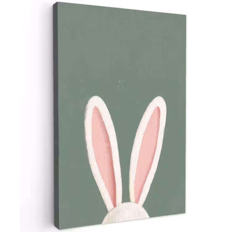 Hazen - Oren - Roze Tuinposter op houten frame 2 cm dik klein -3d