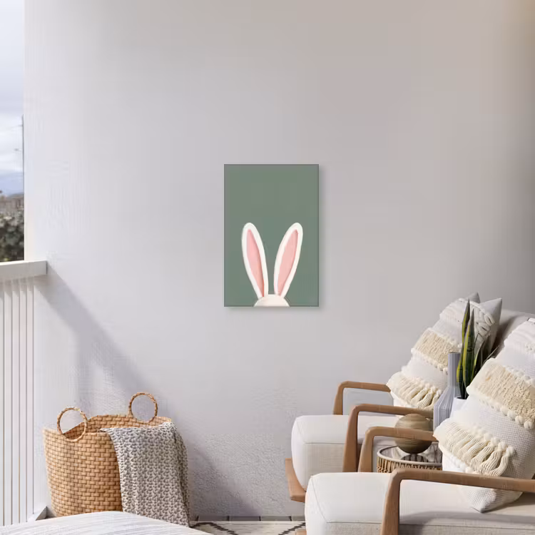 Hazen - Oren - Roze Tuinposter op houten frame 2 cm dik klein -sfeer1