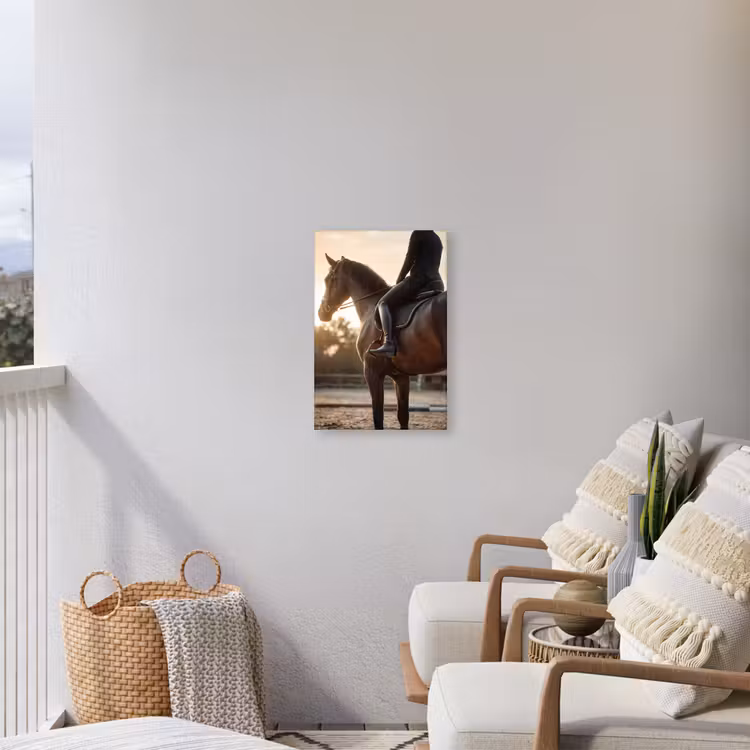 Harmonie - Ruiter - Zon Tuinposter op houten frame 2 cm dik klein -sfeer1