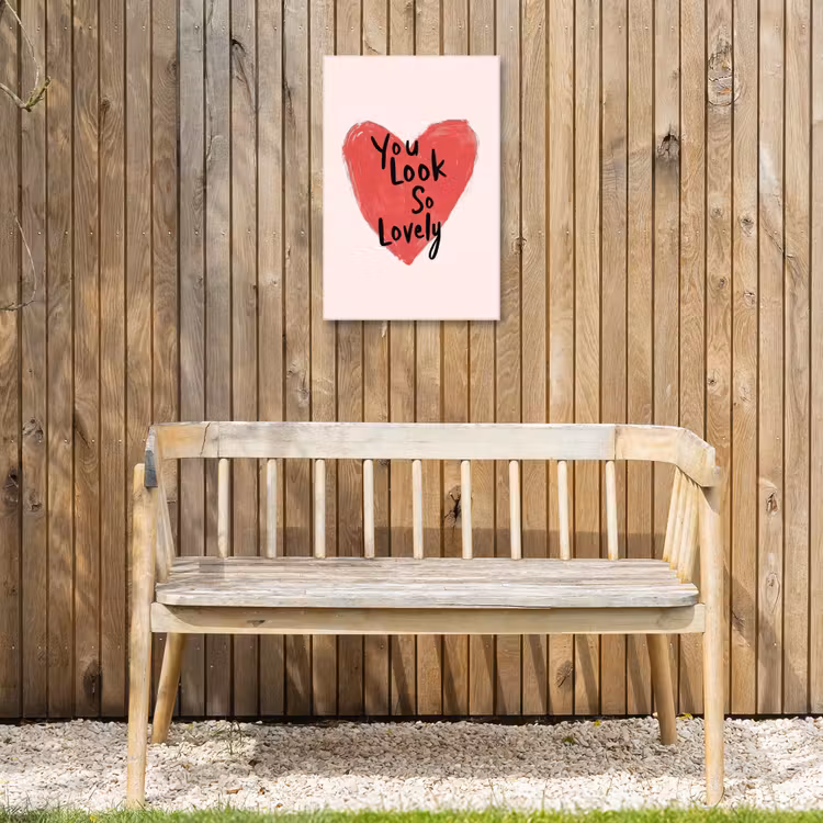 Hart - Rood - Valentijn Tuinposter op houten frame 2 cm dik klein -sfeer4