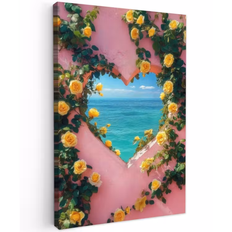 Hart - Zee - Muur Tuinposter op houten frame 2 cm dik klein -3d
