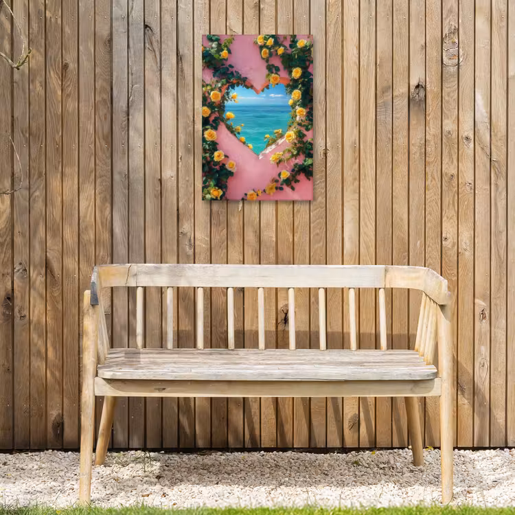 Hart - Zee - Muur Tuinposter op houten frame 2 cm dik klein -sfeer4