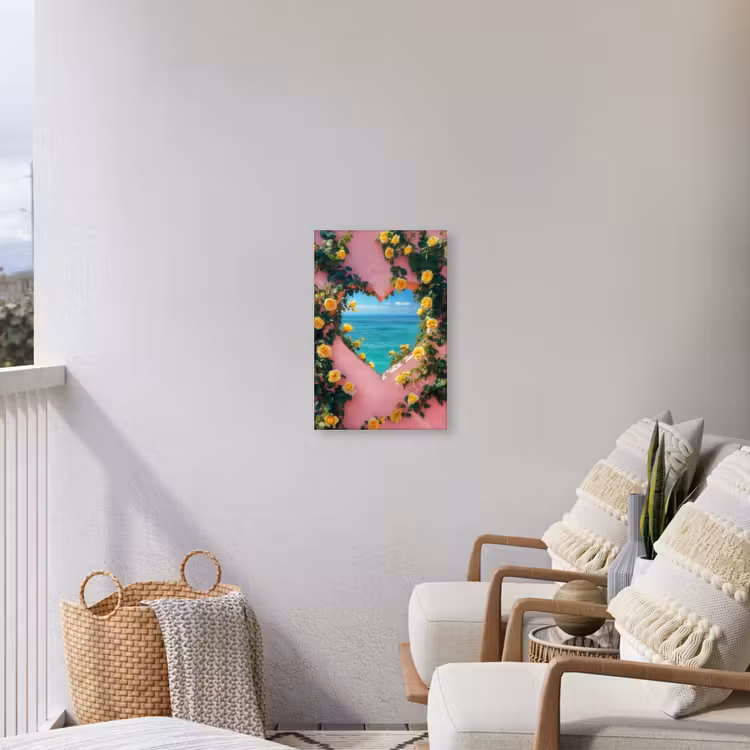 Hart - Zee - Muur Tuinposter op houten frame 2 cm dik klein -sfeer1