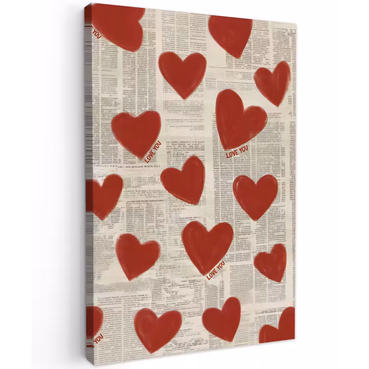 Hartjes - Krant - Loveyou Tuinposter op houten frame 2 cm dik klein -3d