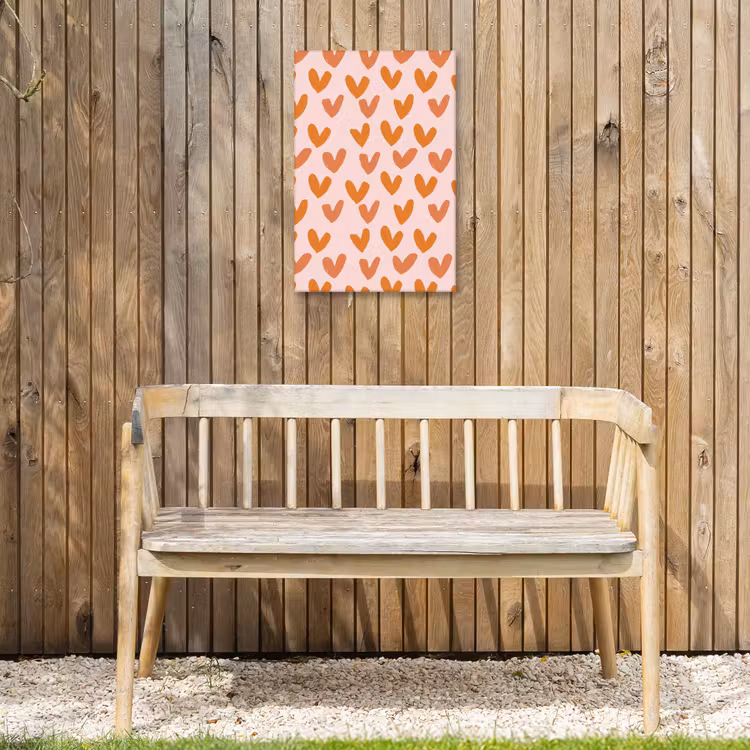 Hartjes - Getekend - Oranje Tuinposter op houten frame 2 cm dik klein 841 -sfeer4