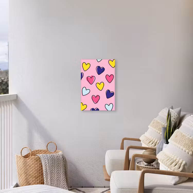 Hartjes - Valentijn - Patroon - Kleurrijk Tuinposter op houten frame 2 cm dik klein -sfeer1