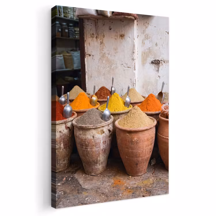 Outdoor Canvas Print - Herbs - Jars - Asian - Kruiden - Potten - Oosters Tuinposter op houten frame 2 cm dik klein