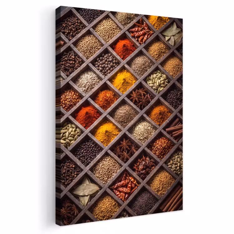 Outdoor Canvas Print - Herbs - Wood - Food - Kruiden - Houten - Eten Tuinposter op houten frame 2 cm dik klein