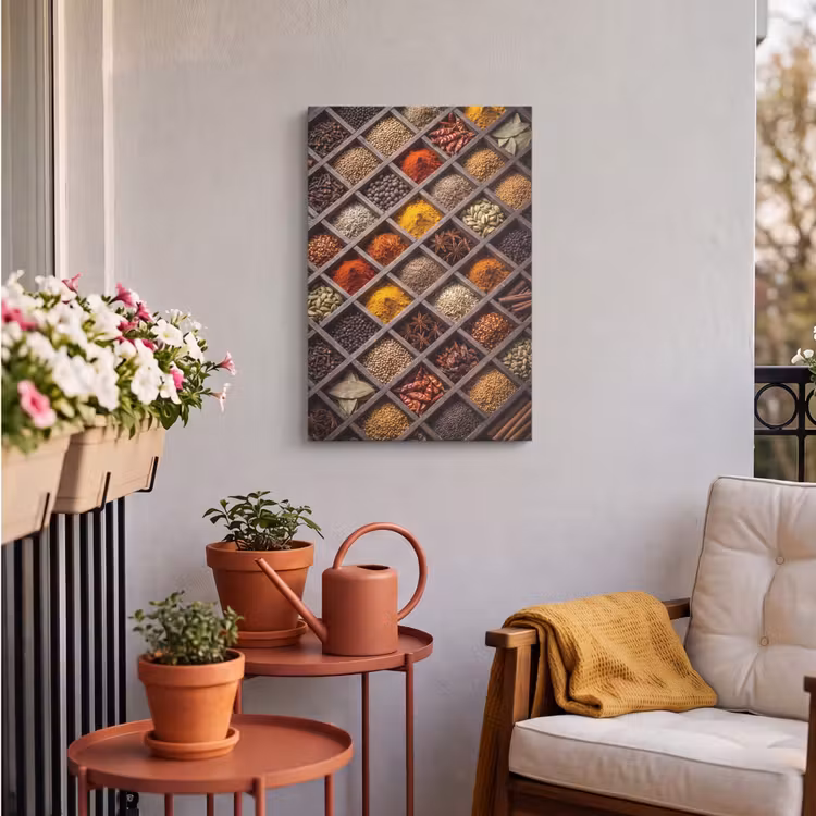 Outdoor Canvas Print - Herbs - Wood - Food - Kruiden - Houten - Eten Tuinposter op houten frame 2 cm dik klein