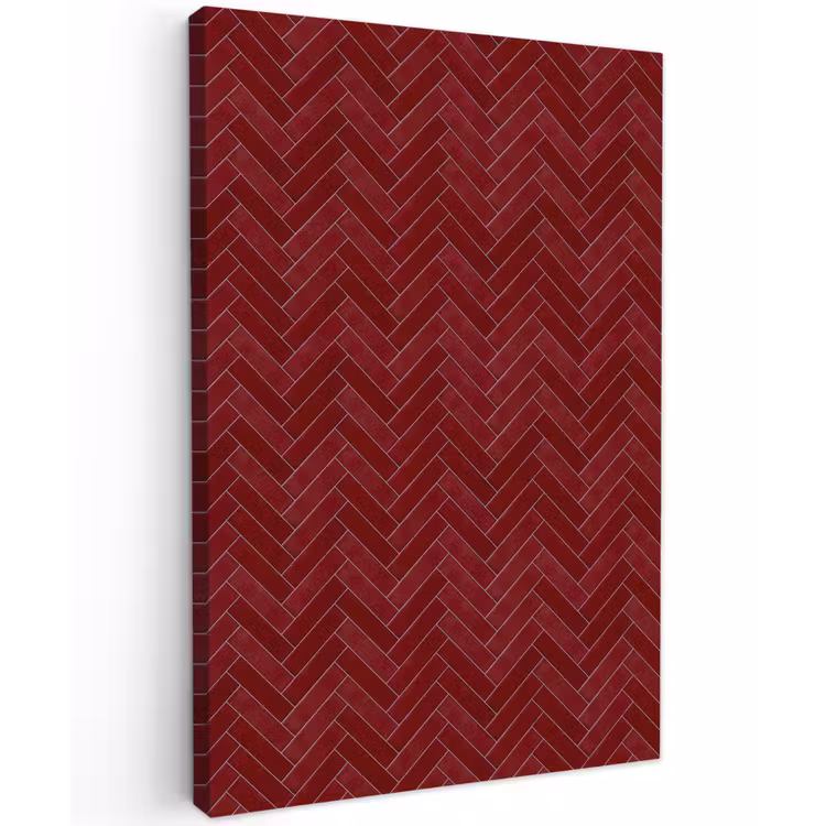 Visgraat - Wandtegel - Bordeaux - Rood Tuinposter op houten frame 2 cm dik klein 841 -3d