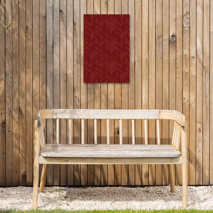 Visgraat - Wandtegel - Bordeaux - Rood Tuinposter op houten frame 2 cm dik klein 841 -sfeer4