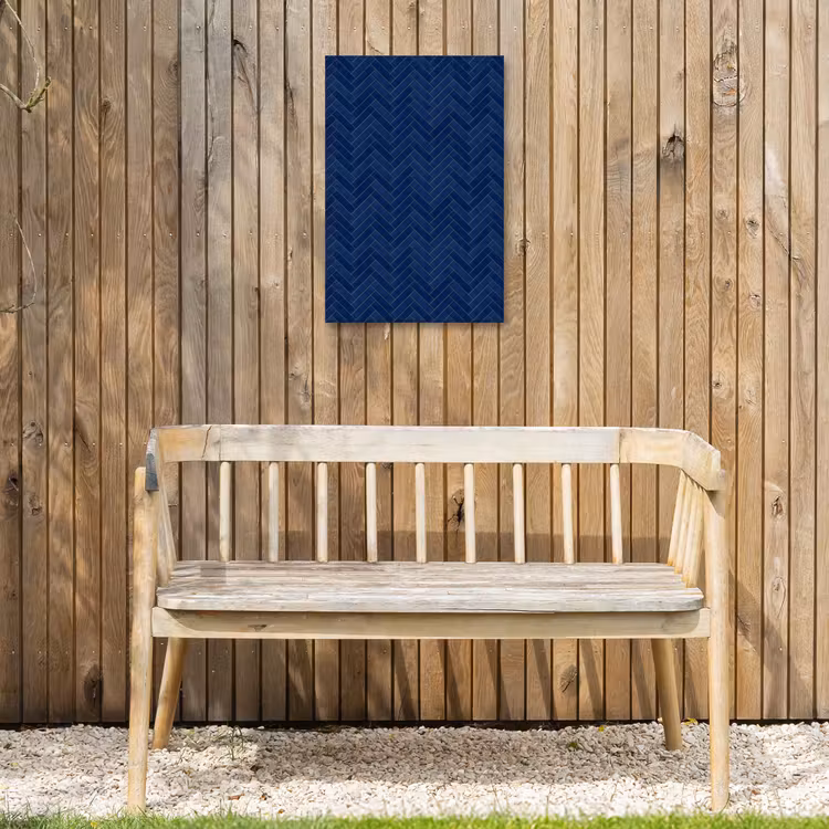 Visgraat - Wandtegel - Donkerblauw - Navy Blue Tuinposter op houten frame 2 cm dik klein 841 -sfeer4