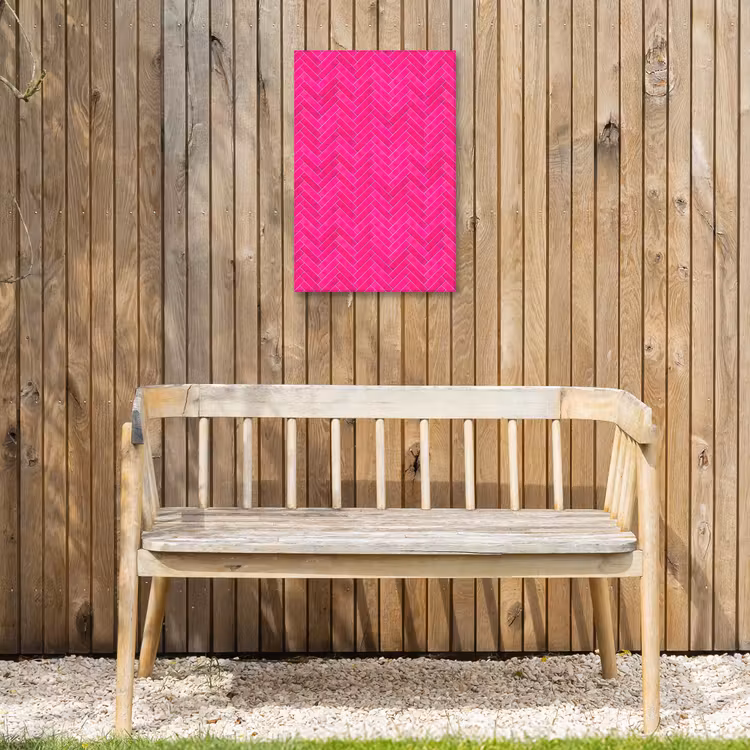 Visgraat - Wandtegel - Fuchsia - Roze Tuinposter op houten frame 2 cm dik klein 841 -sfeer4