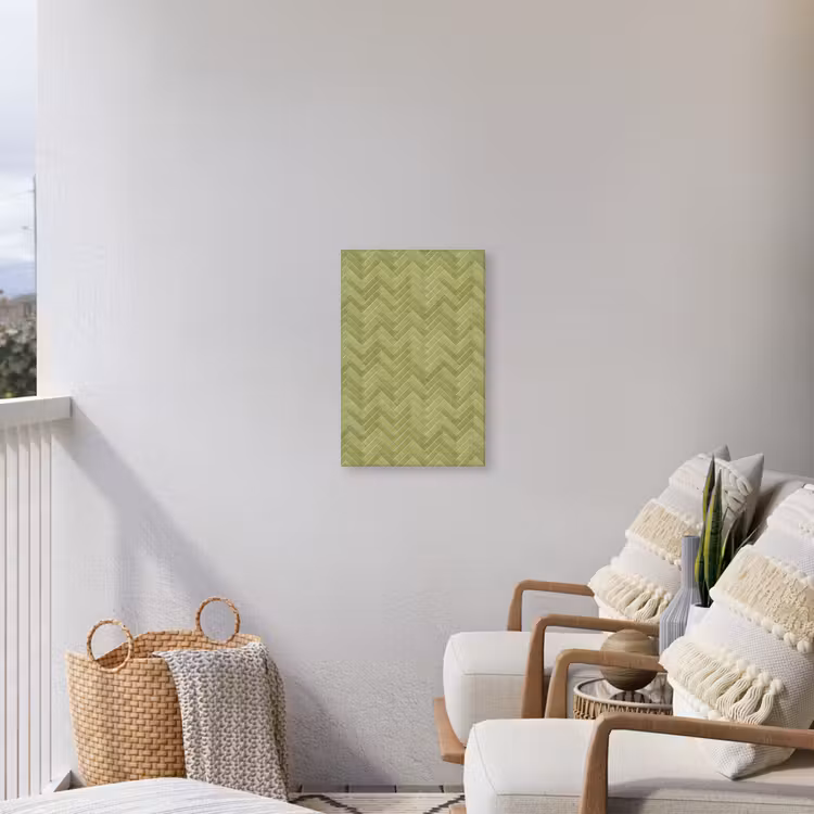 Visgraat - Wandtegel - Olijfgroen Tuinposter op houten frame 2 cm dik klein 841 -sfeer1