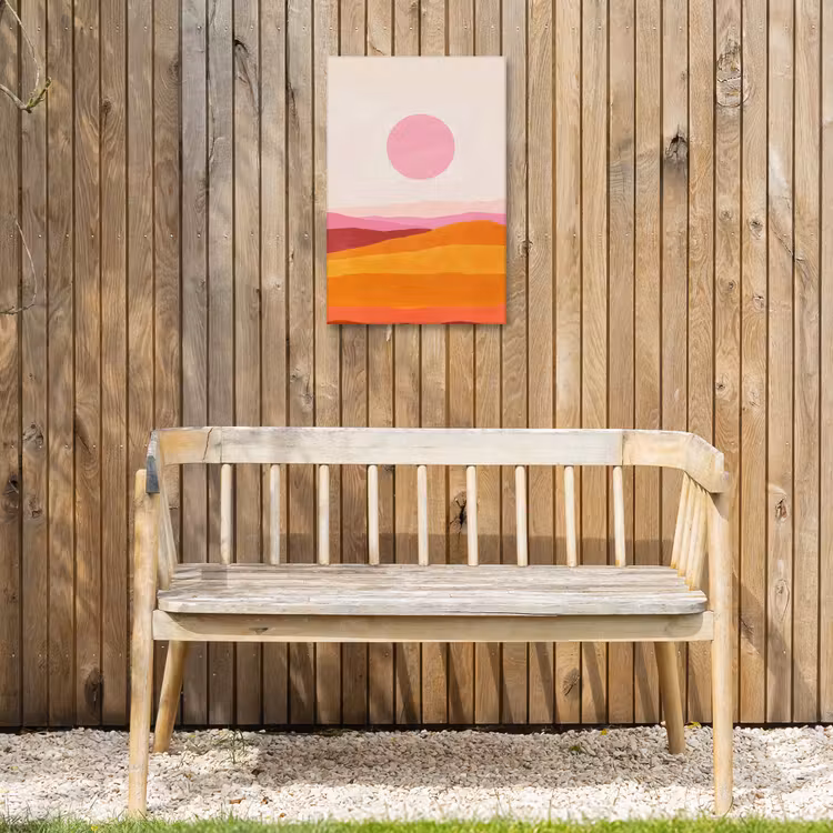 Heuvels - Oranje - Zon - Abstract Tuinposter op houten frame 2 cm dik klein -sfeer4