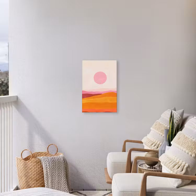 Heuvels - Oranje - Zon - Abstract Tuinposter op houten frame 2 cm dik klein -sfeer1