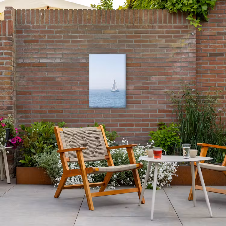 Horizon - Zeilboot - Zee Tuinposter op houten frame 2 cm dik klein -sfeer3