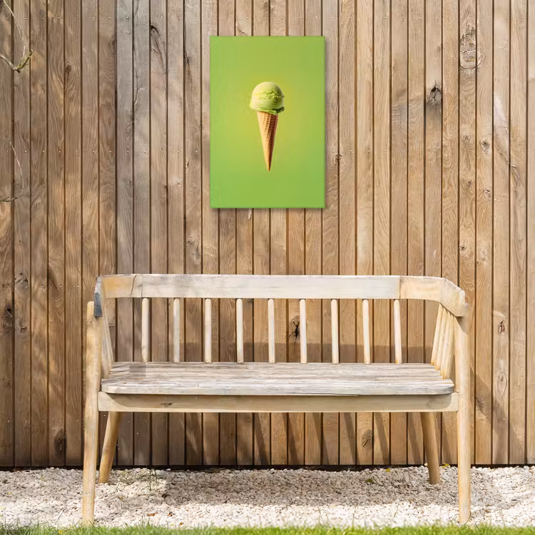 Hoorntje - Schepijs - Groen Tuinposter op houten frame 2 cm dik klein -sfeer4