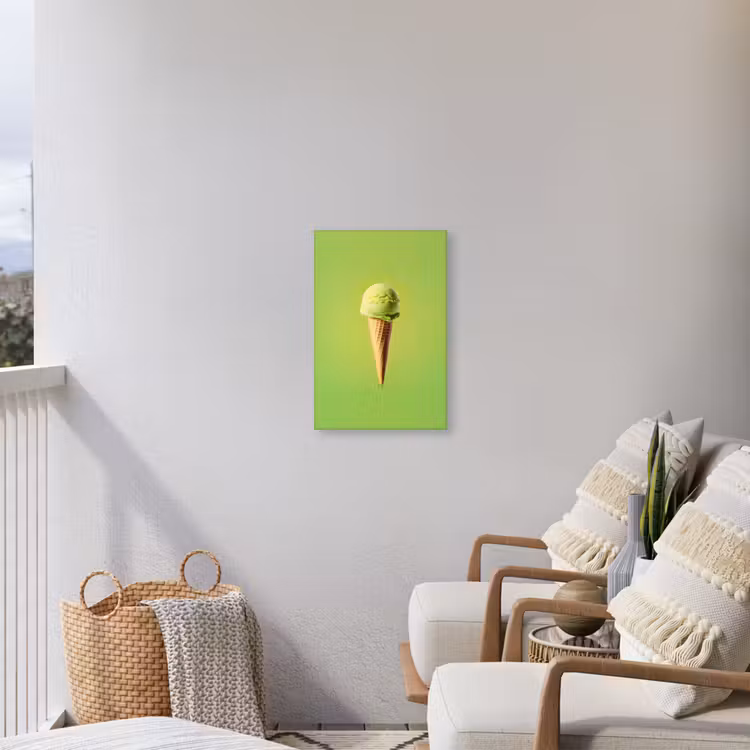 Hoorntje - Schepijs - Groen Tuinposter op houten frame 2 cm dik klein -sfeer1