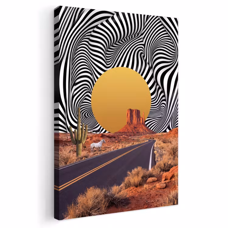 Outdoor Canvas Print - Horse - Desert - Nature - Paard - Woestijn - Natuur Tuinposter op houten frame 2 cm dik klein