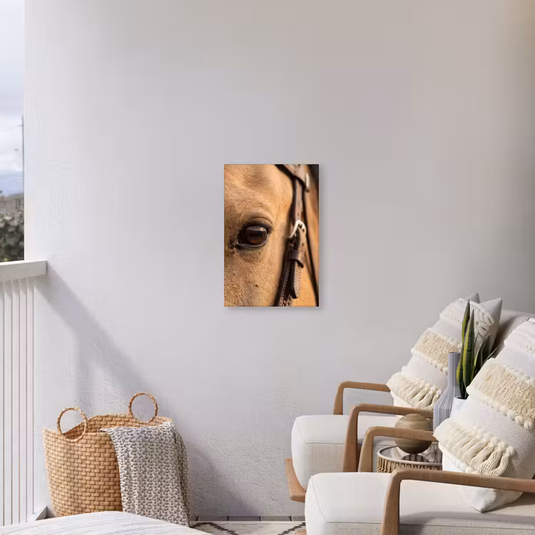Paard - Oog - Bruin Tuinposter op houten frame 2 cm dik klein -sfeer1