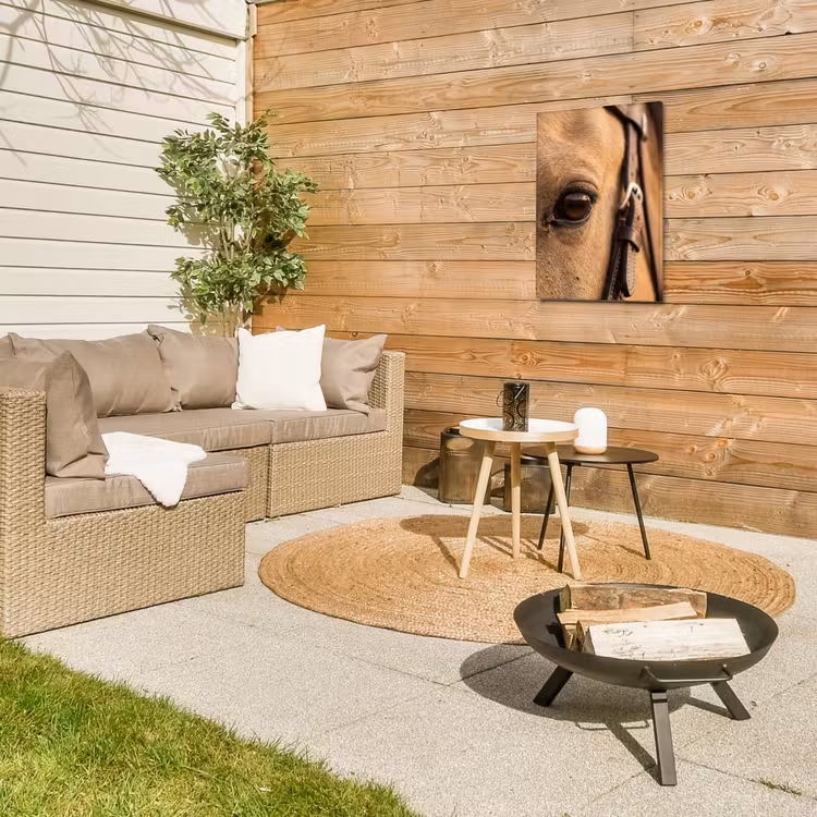Paard - Oog - Bruin Tuinposter op houten frame 2 cm dik klein -sfeer2