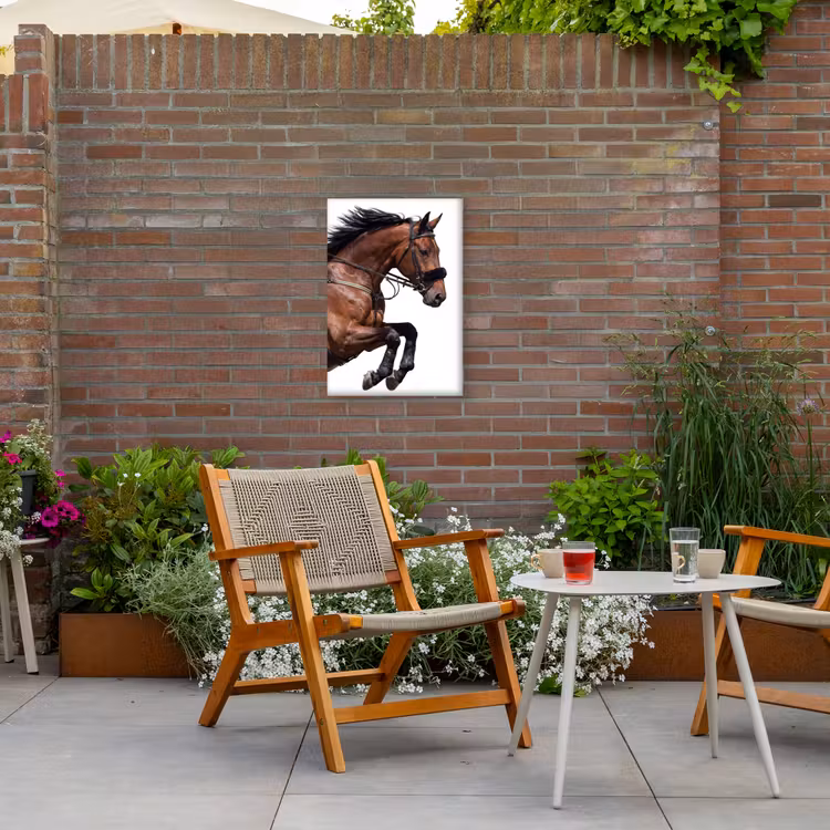 Paard - Springen - Modern Tuinposter op houten frame 2 cm dik klein -sfeer3